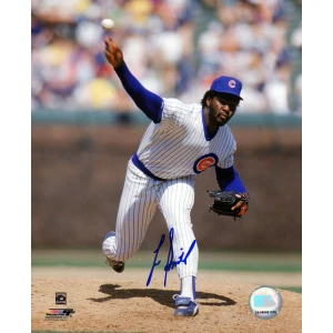 Lee Smith Signed Chicago Cubs White Pinstripe Jersey Pitching 8x10 Photo