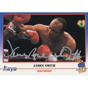 James Smith Signed 1991 Kayo Boxing Trading Card #10 w/Bonecrusher