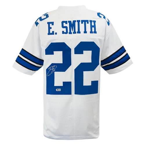 Emmitt Smith Signed White Custom Football Jersey (Beckett)
