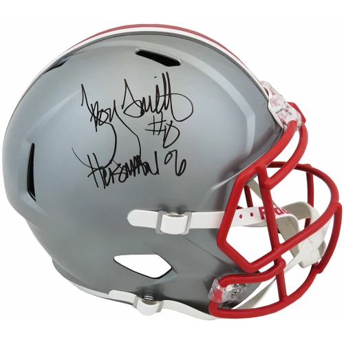 Troy Smith Signed Ohio State Buckeyes FLASH Riddell Full Size Speed Replica Helmet w/Heisman'06