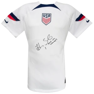 Hope Solo Signed Women's White Nike Dri-Fit Soccer Jersey w/2015 WC Champs