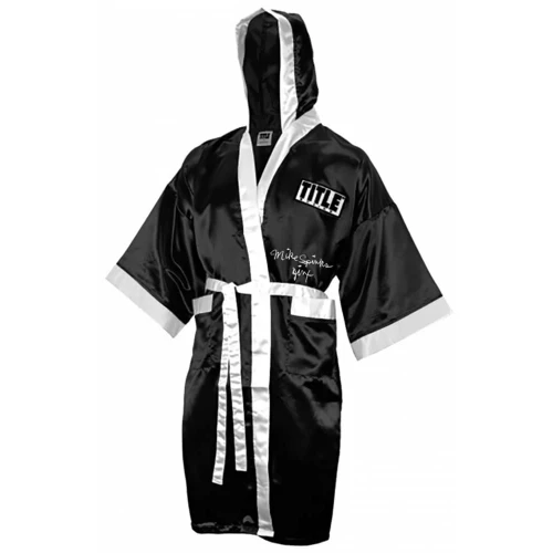 Michael (Mike) Spinks Signed Title Black With White Trim Boxing Robe w/Jinx