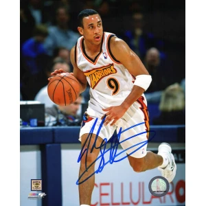 John Starks Signed Golden State Warriors White Jersey Action 8x10 Photo
