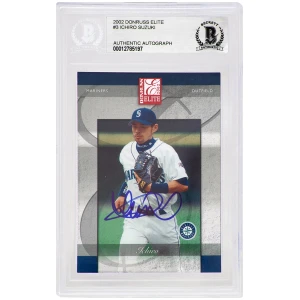 Ichiro Suzuki Signed Seattle Mariners 2002 Donruss Elite Baseball Trading Card #3  - (Beckett Encapsulated)