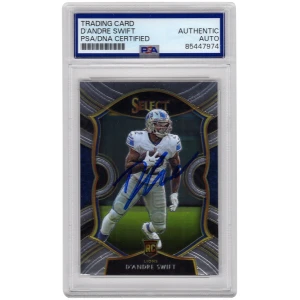 D'Andre Swift Signed Detroit Lions 2020 Panini Select Rookie Football Card #51 - (PSA Encapsulated)