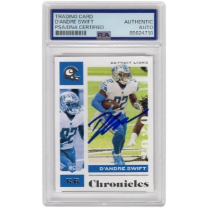 D'Andre Swift Signed Lions 2020 Panini Chronicles Rookie Football Card #32 - (PSA Encapsulated)