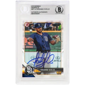 Fernando Tatis Jr. Signed San Diego Padres 2018 Bowman Prospects Baseball Trading Card #BP114 - (Beckett Encapsulated)