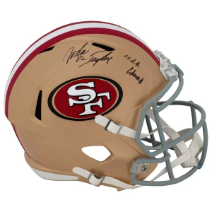 John Taylor Signed San Francisco 49ers Riddell Full Size Speed Replica Helmet w/3x SB Champs