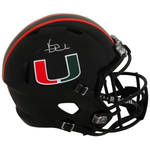 Vinny Testaverde Signed Miami Hurricanes Black Riddell Full Size Speed Replica Helmet
