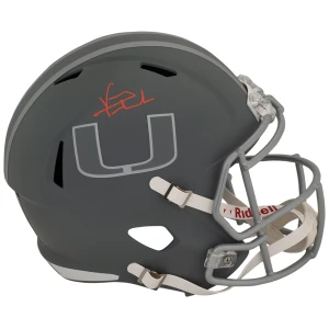 Vinny Testaverde Signed Miami Hurricanes SLATE Riddell Full Size Speed Replica Helmet