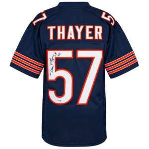 Tom Thayer Signed Navy Custom Football Jersey w/SB XX - (JSA)