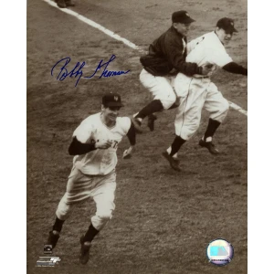 Bobby Thomson Signed Giants Shot Heard Around World HR Rounding Bases 8x10 Photo