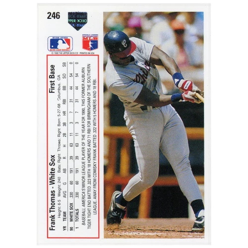 Frank Thomas Signed White Sox 1991 Upper Deck Baseball Card #246 - Image 2