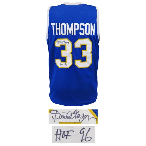 David Thompson Signed Blue Throwback Custom Basketball Jersey w/HOF'96