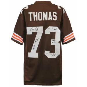 Joe Thomas Signed Brown Custom Football Jersey w/4-Inscriptions