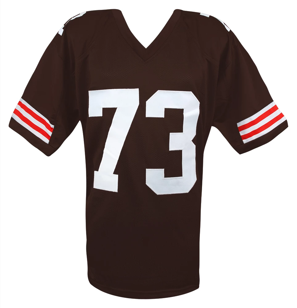Joe Thomas Signed Brown Custom Football Jersey w/4-Inscriptions - Image 3