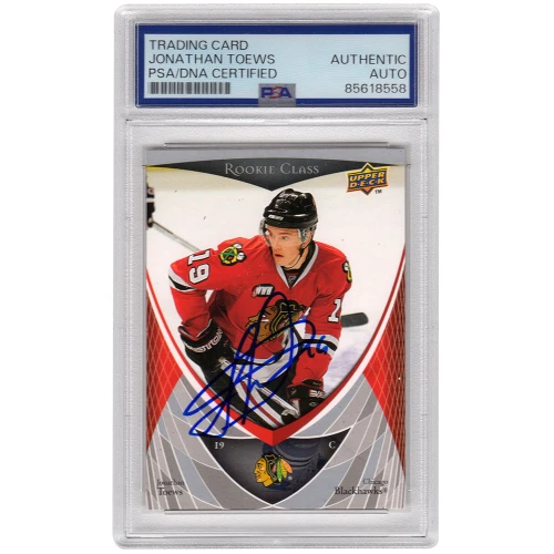 Jonathan Toews Signed 2007-08 Upper Deck NHL Hockey Rookie Box Set Hockey Card #43 - (PSA Encapsulated)