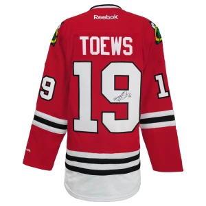 Jonathan Toews Signed Chicago Blackhawks Red Reebok Premier Hockey Jersey
