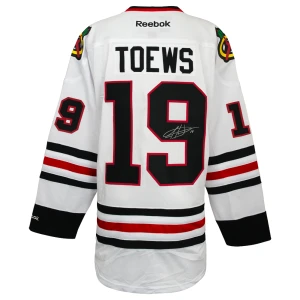 Jonathan Toews Signed Chicago Blackhawks White Reebok Premier Hockey Jersey