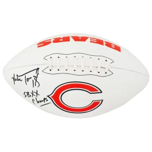 Mike Tomczak Signed Chicago Bears Logo Franklin White Football w/SB XX Champs
