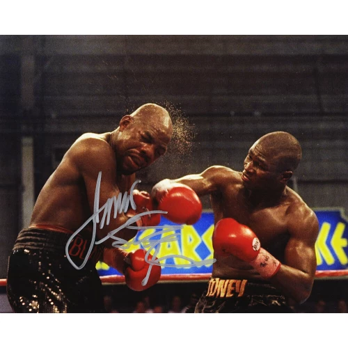 James Toney Signed Boxing Right Hook Punch Action 8x10 Photo w/Lights Out