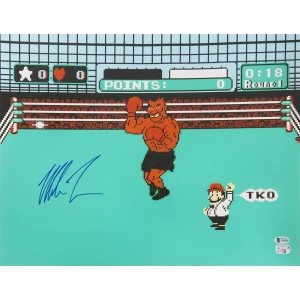 Mike Tyson Signed Nintendo Mike Tyson's Punch Out Video Game 16x20 Photo (Beckett)