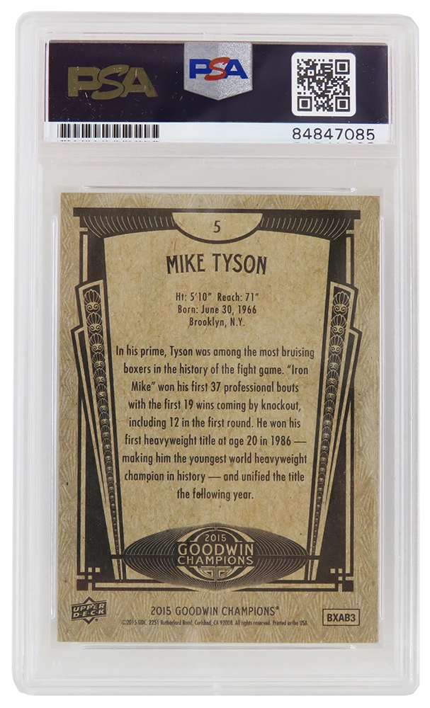 Mike Tyson Signed 2015 UD Goodwin Champions Boxing Trading Card #5 - (PSA/DNA Encapsulated) - Image 2