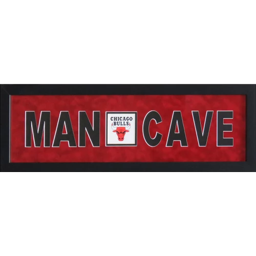 Bulls Man Cave Sign 10"x32" Frame