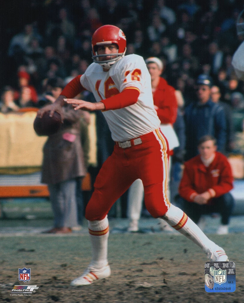 Len Dawson Unsigned Kansas City Chiefs Passing Action Football 8x10 Photograph (PhotoFile) - (Lot of 12)
