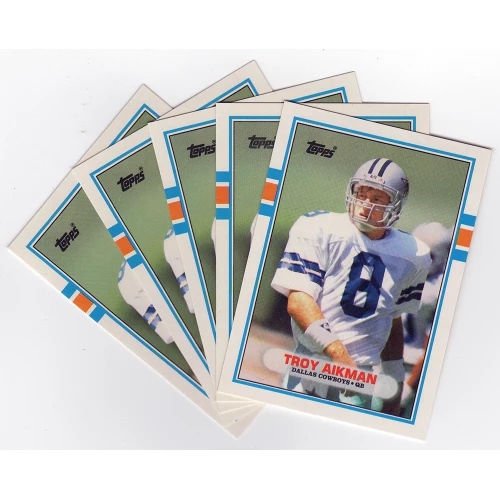 Troy Aikman Dallas Cowboys 1989 Topps Traded ROOKIE RC Football Card #70T (Lot of 10) - Image 3