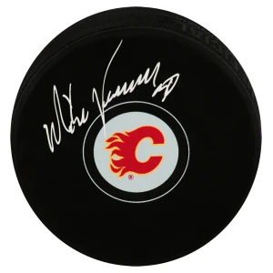 Mike Vernon Signed Calgary Flames Logo Hockey Puck