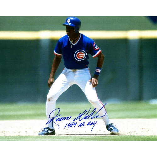 Jerome Walton Signed Cubs Leading Off Base 8x10 Photo w/1989 NL ROY