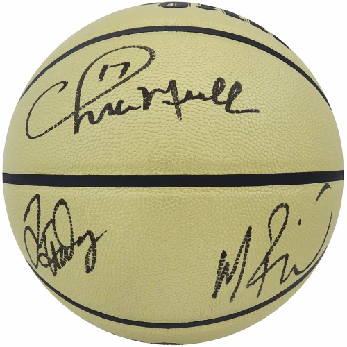 Chris Mullin, Tim Hardaway & Mitch Richmond Signed Wilson Gold Indoor/Outdoor NBA Basketball