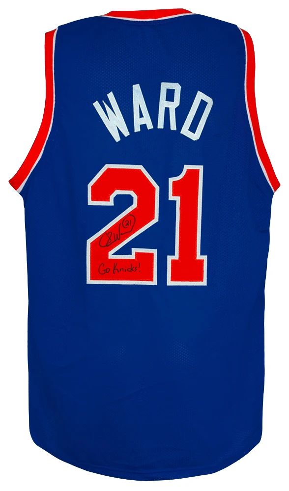 Charlie Ward Signed Blue Throwback Custom Basketball Jersey w/Go Knicks