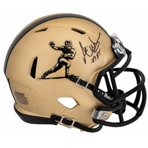 Andre Ware Signed Heisman Trophy Logo Gold Riddell Speed Mini Helmet w/89'HT