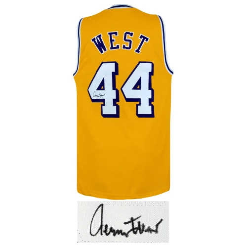 Jerry West Signed Gold Custom Basketball Jersey - Image 2