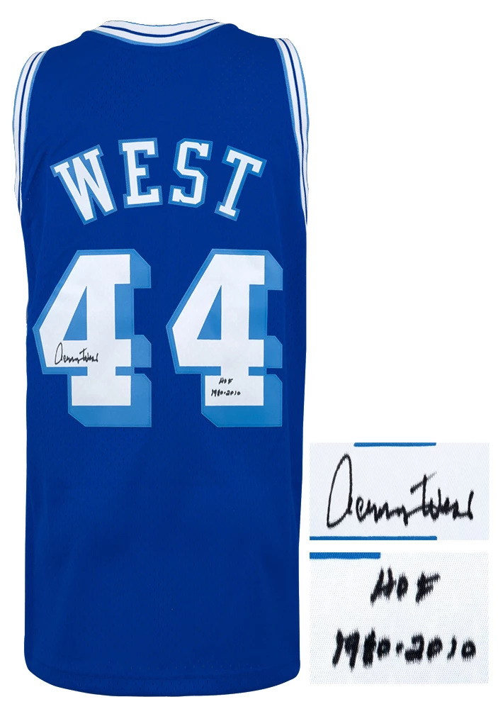 Jerry West Signed Los Angeles Lakers Blue 1960-61 Throwback M&N Swingman Basketball Jersey w/HOF 1980, 2010 - Image 2