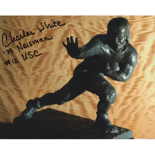 Charles White Signed Heisman Trophy Statue 8x10 Photo w/79 Heisman, 12 USC