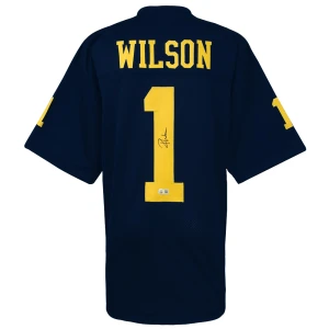 Roman Wilson Signed Navy Custom College Football Jersey (Beckett)
