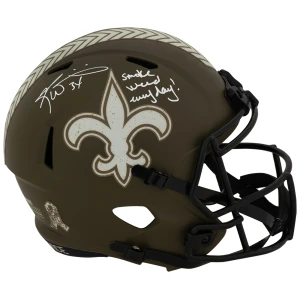 Ricky Williams Signed New Orleans Saints SALUTE Riddell Full Size Speed Replica Helmet w/Smoke Weed Everyday