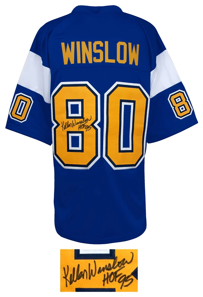 Kellen Winslow Signed Dark Blue Throwback Custom Football Jersey w/HOF'95 - Image 2