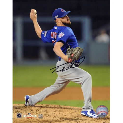 Travis Wood Signed Chicago Cubs 2016 Postseason Pitching Action 8x10 Photo