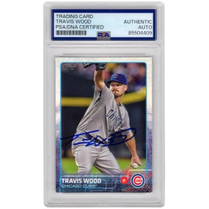 Travis Wood Signed Chicago Cubs 2015 Topps Baseball Card #252 - (PSA Encapsulated)