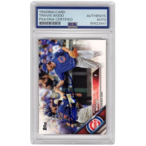 Travis Wood Signed Cubs 2016 Topps Baseball Trading Card #507A - (PSA Encapsulated)