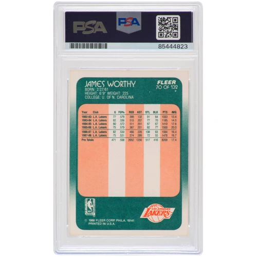 James Worthy Signed Los Angeles Lakers 1988-89 Fleer Basketball Card #70 - (PSA Encapsulated) - Image 2