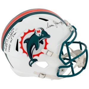 Sean Young Signed Miami Dolphins Riddell Full Size Speed Replica Helmet w/Laces Out, Dan & Quote