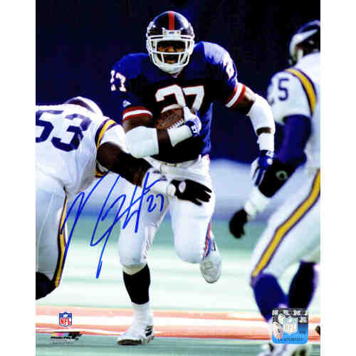 Rodney Hampton Signed New York Giants Rushing vs Vikings 8x10 Photo