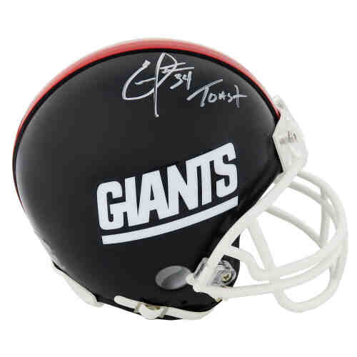 Elvis Patterson Signed New York Giants Throwback Riddell Mini Helmet w/Toast