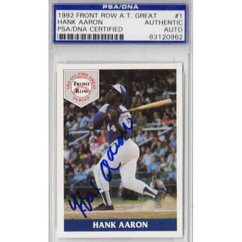 Hank Aaron Signed Atlanta Braves 1992 Front Row Card #1 - PSA/DNA