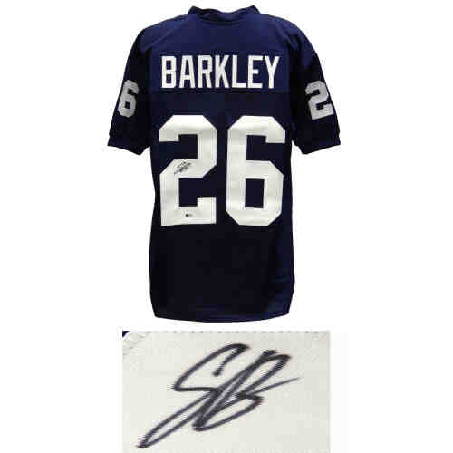 Saquon Barkley Signed Navy Custom College Football Jersey (Beckett)
